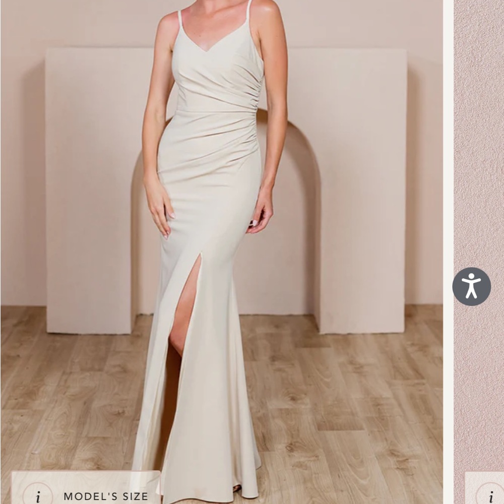 Revelry taupe crepe Rory dress